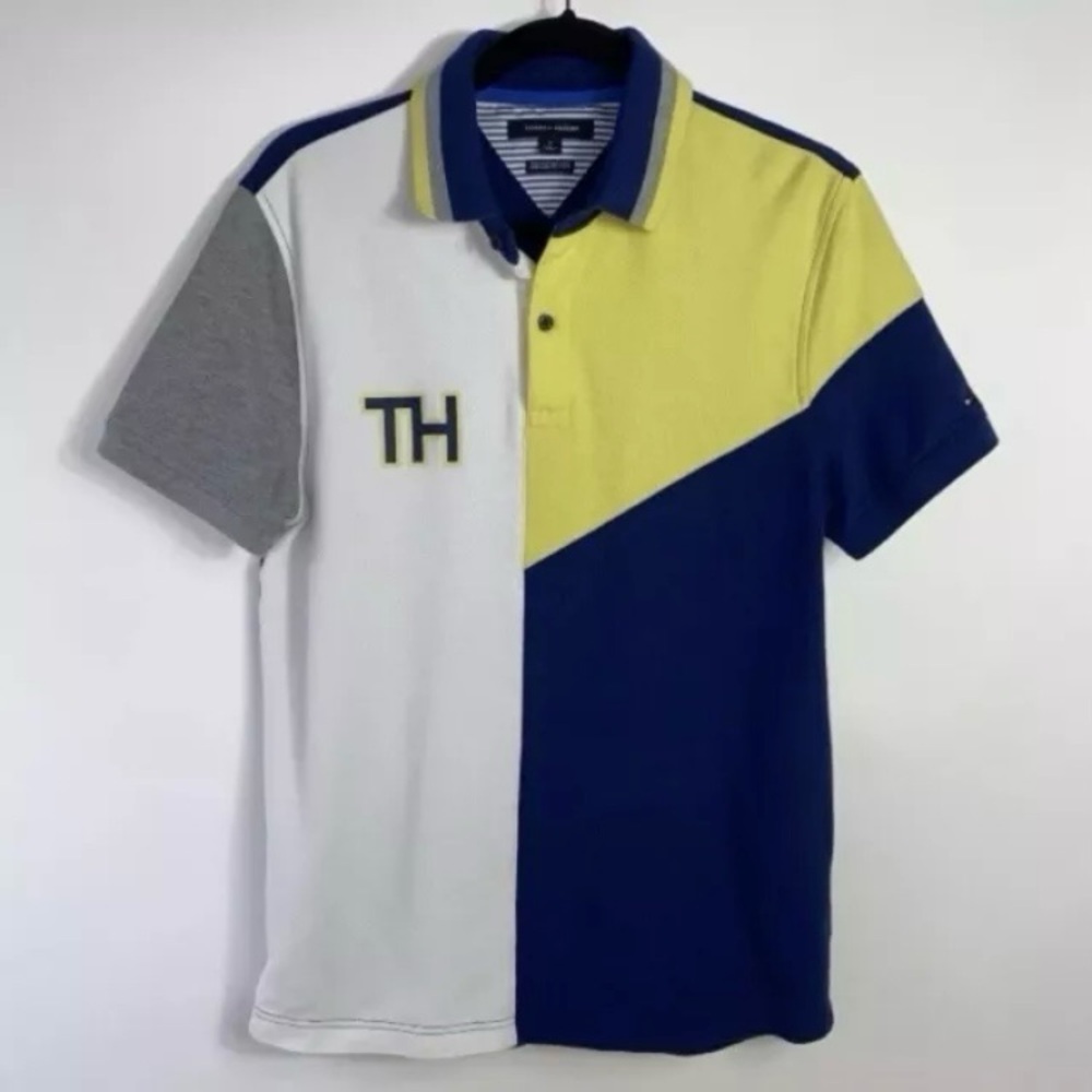 Tommy Hilfiger Men's Short Sleeve Colorblock Knit Polo Hilfiger Collar Size M